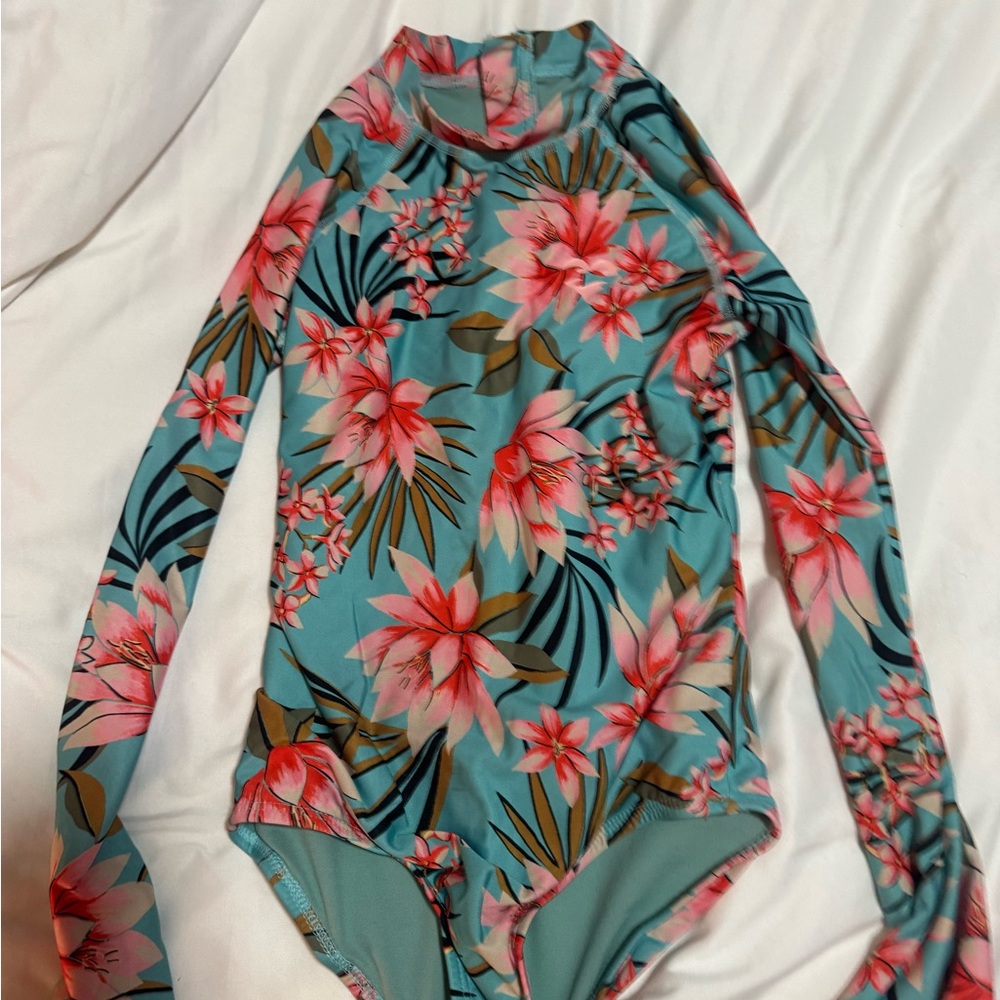 Billabong Kids Floral Rashguard - Blue and Pink